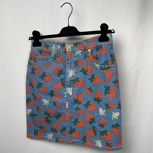 Gucci Dresses & Skirts - Gucci Strawberry Denim Jean Women's size 42 Skirt